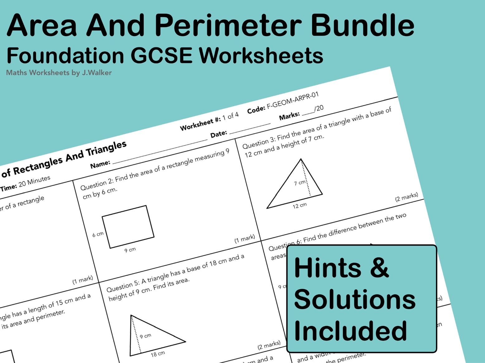 GCSE Maths: Area And Perimeter Bundle - Foundation Tier