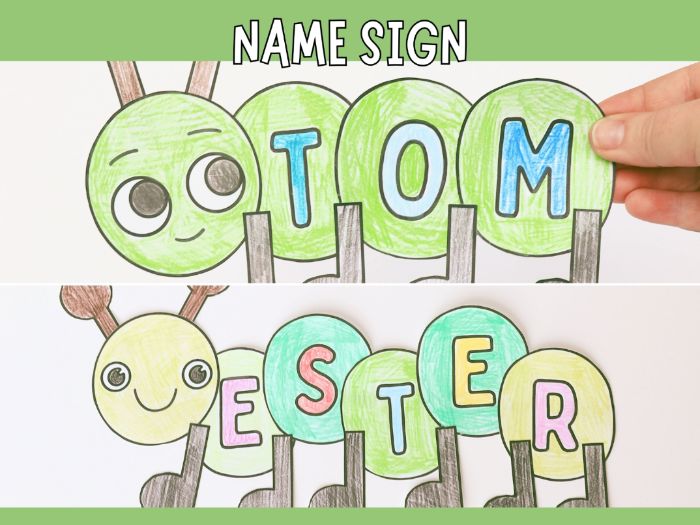 Printable Caterpillar Name Sign Craft for Kids