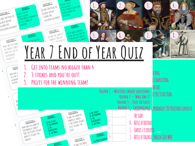 KS3 End of year quiz - Targeted at YR7