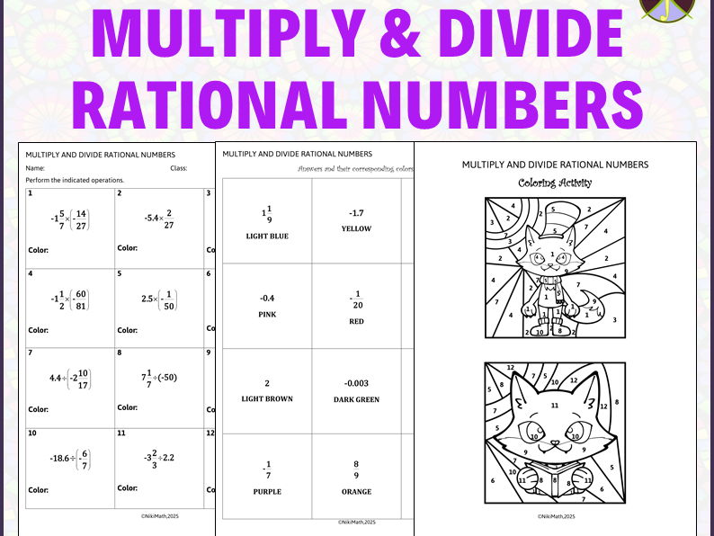 Multiplying and Dividing Rational Numbers - Color by Code