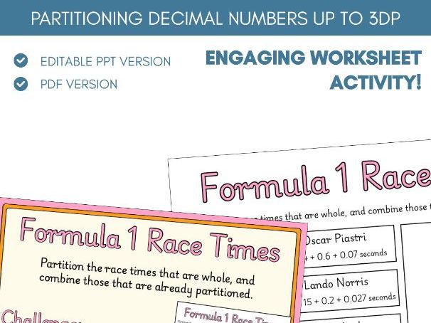Partitioning Decimals Numbers up to 3dp | Worksheet Activity | Place Value