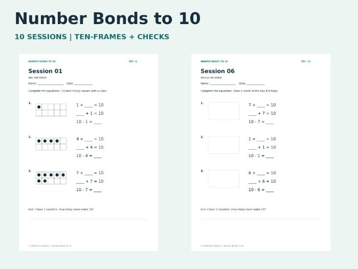 Year 1 Number Bonds to 10: Check and Practise