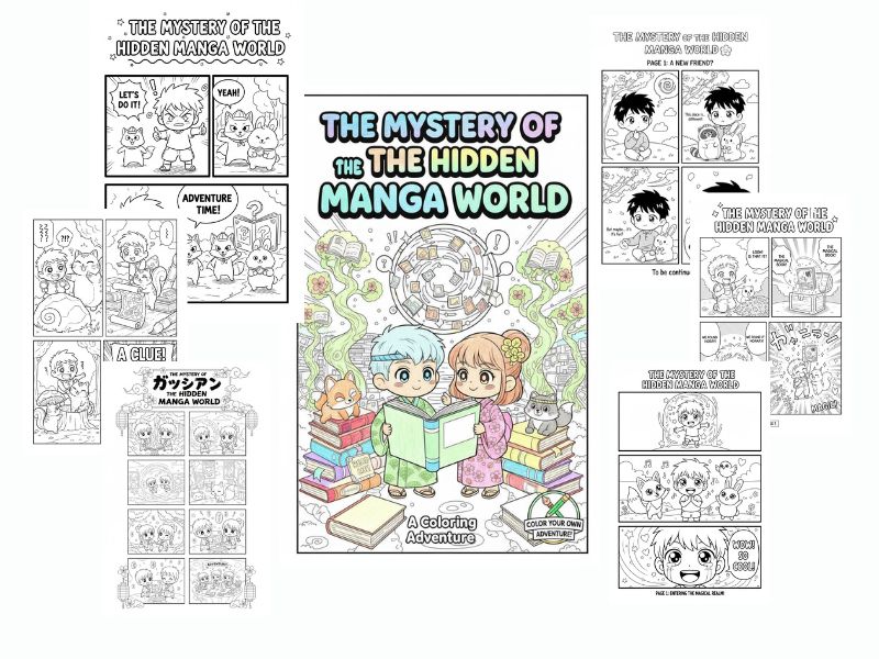 The Mystery of the Hidden Manga World: A Coloring Adventure