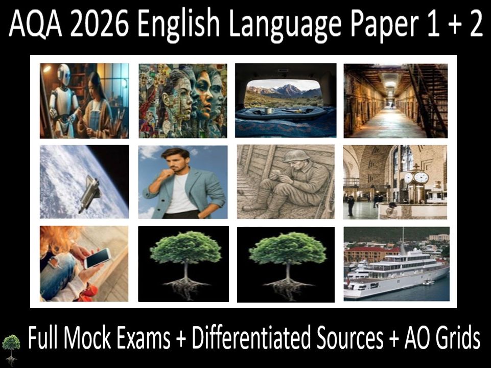 Ten AQA 2026 GCSE English Language Paper 1 & 2 Mocks | AO GRIDS