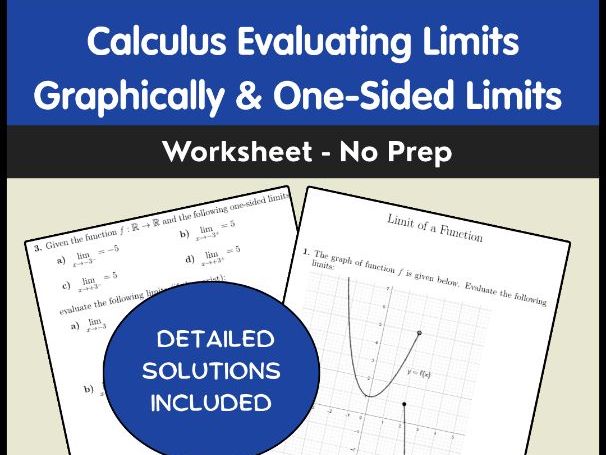 Calculus Evaluating Limits Graphically & One-Sided Limits Worksheet - No Prep