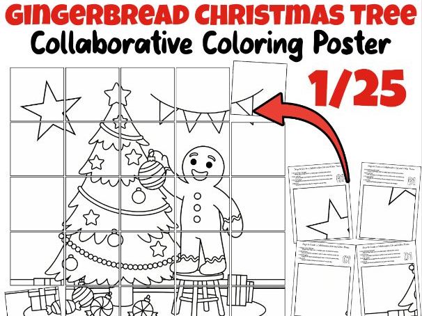 Gingerbread Christmas Tree Collaborative Poster | Winter Holiday Classroom Art