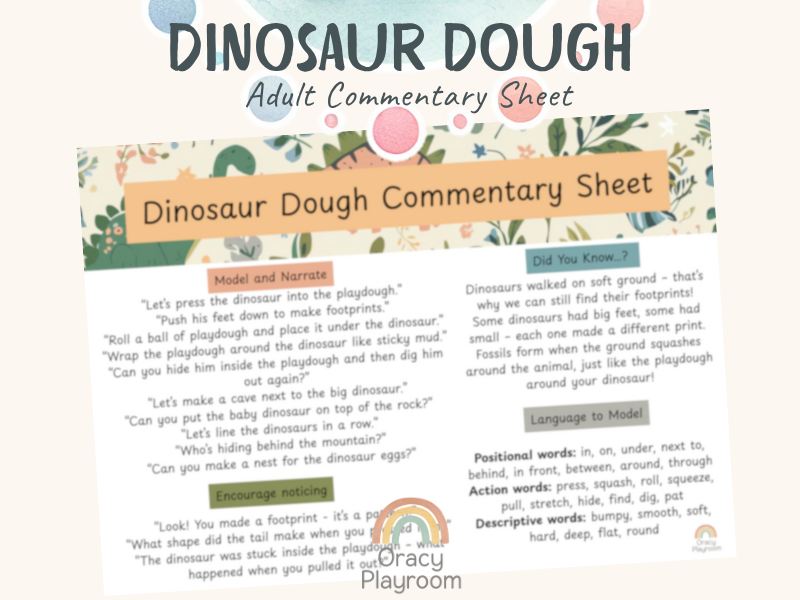 Dinosaur Dough: Adult Commentary Sheet