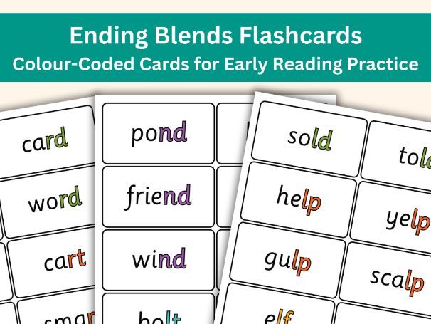 Ending Blends Flashcards – 117 Phonics Word Cards (Printable & Colour-Coded)
