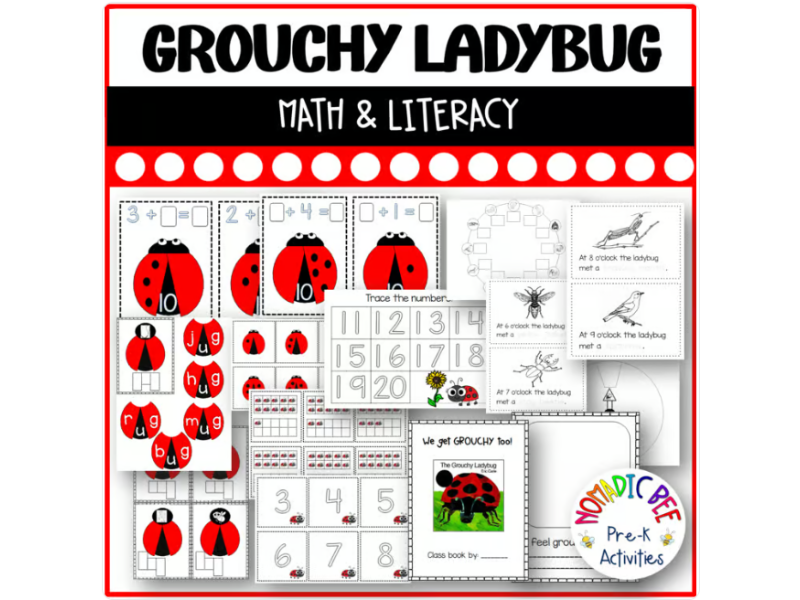 'The Grouchy Ladybug' Literacy and Math Activities and Centers