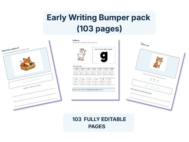 EYFS and KS1 Early Writing Bumper Pack | 103 Pages | Letter Formation, CVC Words & Captions