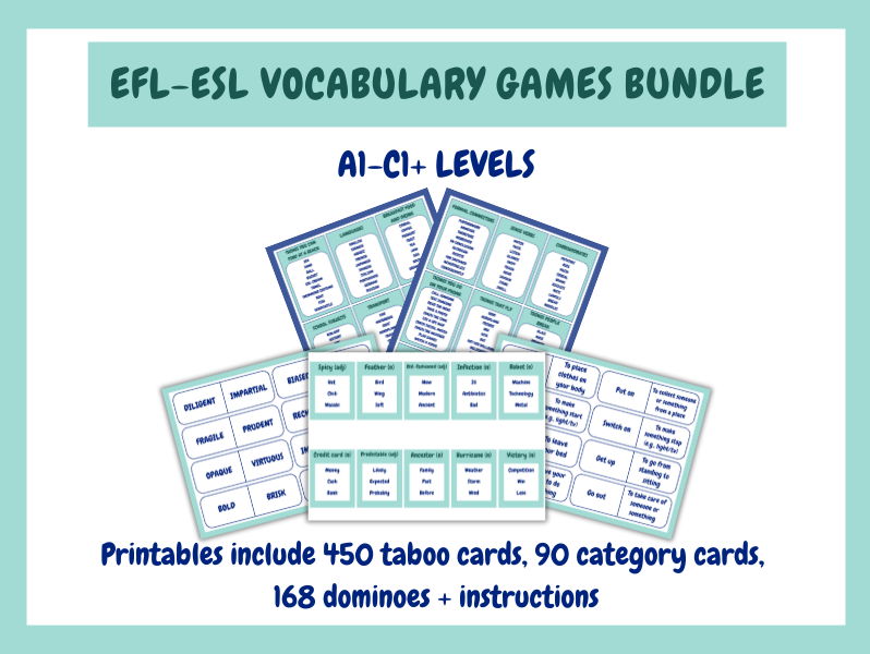 EFL-ESL Vocabulary Games Bundle (A1–C1+)