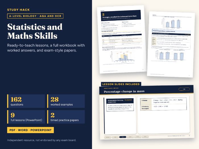 A-level Biology Statistics and Maths Skills Complete Pack (AQA and OCR)