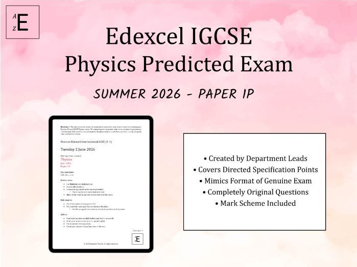 Summer 2026 IGCSE Physics Predicted Exam - Edexcel Paper 1P