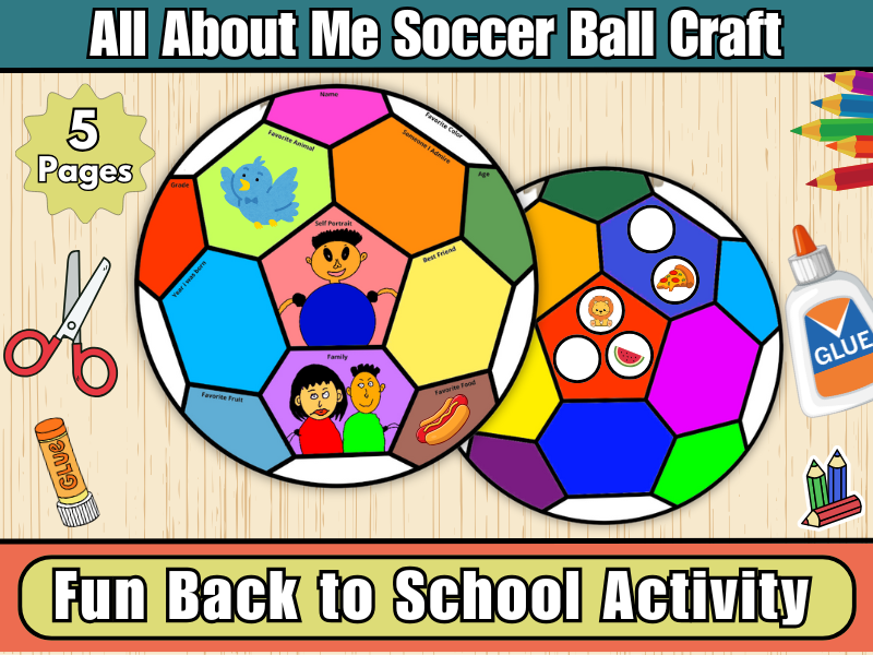 All About Me Soccer Ball Craft | Get to Know Me Activity-Goal Setting-Cut & Paste Activity