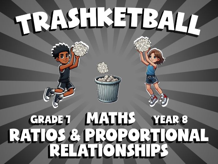 Ratios & Proportional Relationships TRASHKETBALL Maths Game | No-Prep Year 8 Review Activity