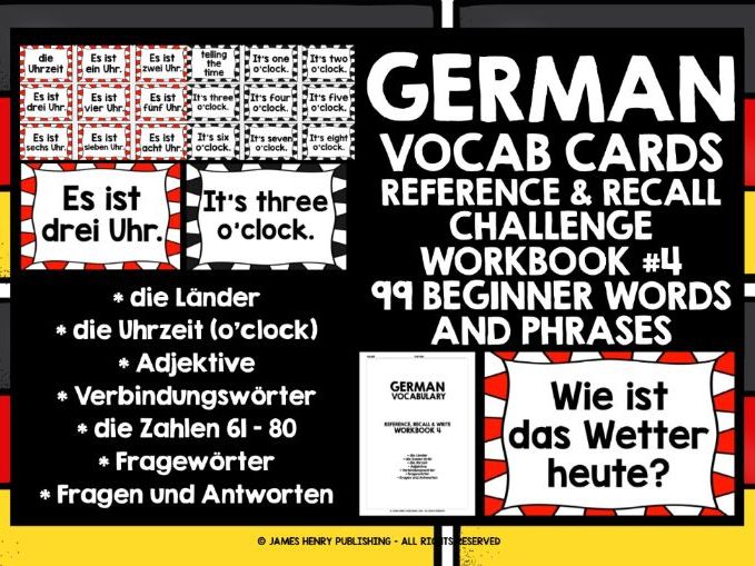 GERMAN VOCABULARY CARDS 4 | Teaching Resources