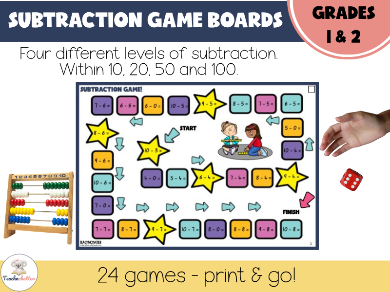 Differentiated Subtraction Board Game Pack (0–100 Fluency Builder)