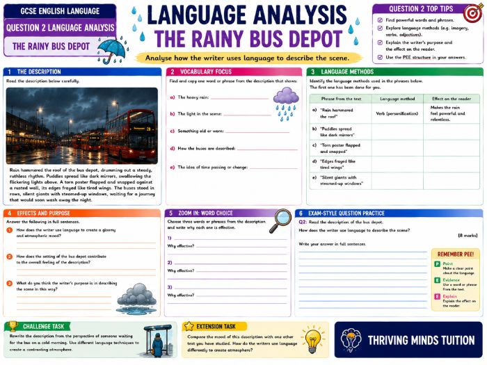 OCR GCSE English Language Question 2 Language Analysis - The Rainy Bus Depot