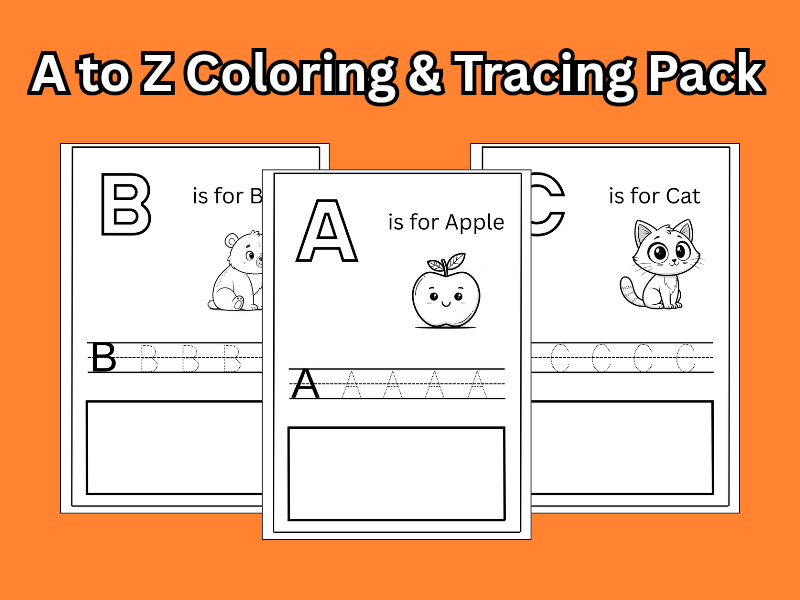 Printable A to Z Coloring & Tracing Pack | Alphabet Recognition Worksheets | EYFS & Early Years Lite