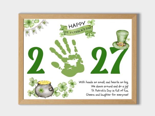St. Patrick’s Day 2027 Handprint Craft Template with Poem