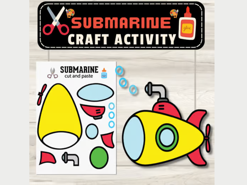 Submarine Craft Cut & Paste Activity: Transportation Back To School Activities