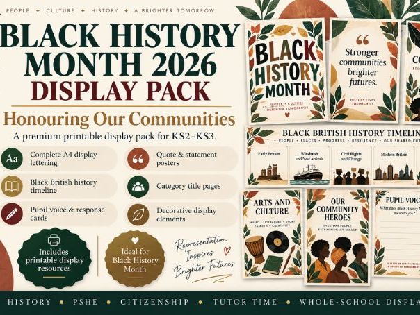 Black History Month 2026 Display Pack | Honouring Our Communities | KS2 KS3