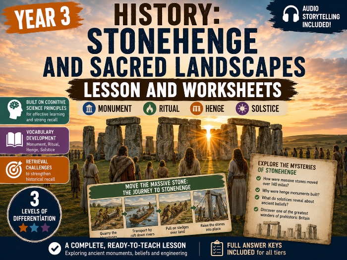 Year 3 History: Stonehenge and Sacred Landscapes Lesson and Worksheets