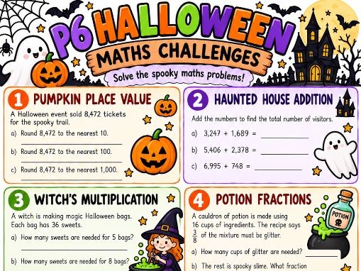 Halloween P6 Maths Challenge | Teaching Resources