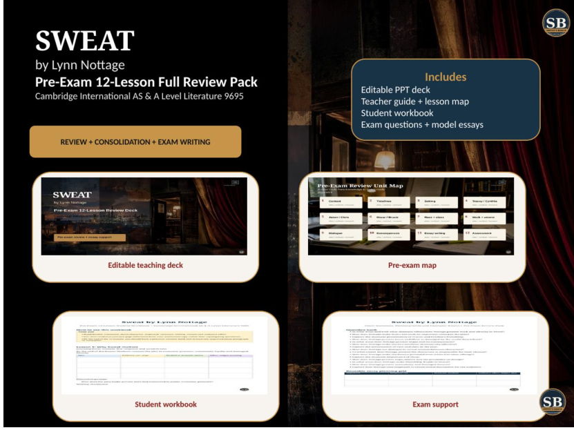 Sweat by Lynn Nottage: Pre-Exam 12-Lesson Review Pack  from Smithy's Basics