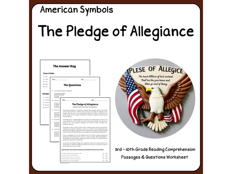 American Symbols: Reading Comprehension Passages & Questions Worksheets ...