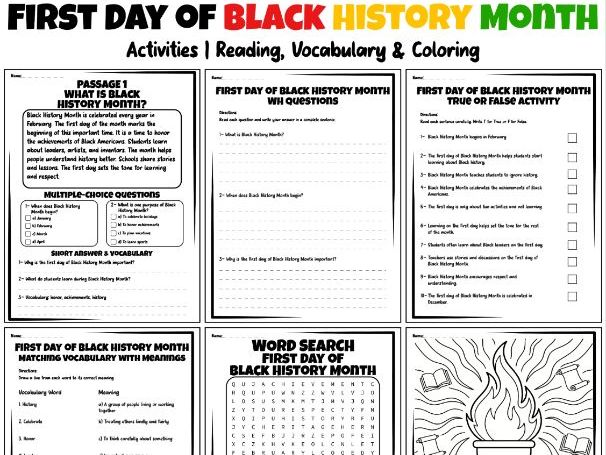 First Day of Black History Month Activities | Reading, Vocabulary & Coloring