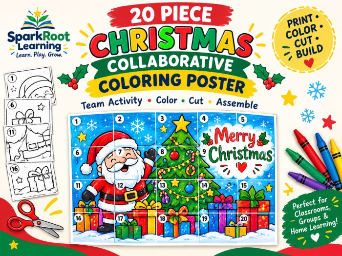 Christmas Collaborative Coloring Poster | Festive Teamwork Classroom Activity