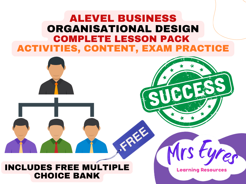 A Level Business Lesson Pack: 1.4.3 Organisational Design Complete Teaching Resource with FREE MCQ