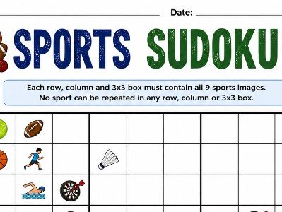Sports Sudoku Worksheet | PE Puzzle | Sports Icons Logic Activity | Brain Break | Printable PDF