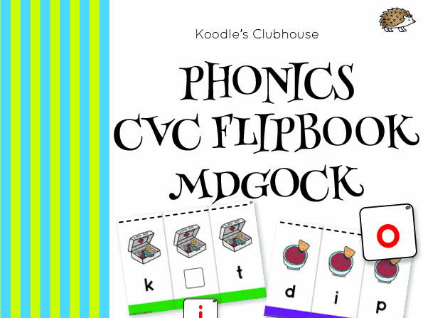 Phonics cvc flipbook M,D,G,O,C,K