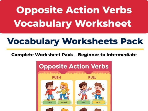 Opposite Action Verbs Vocabulary – ESL Worksheet