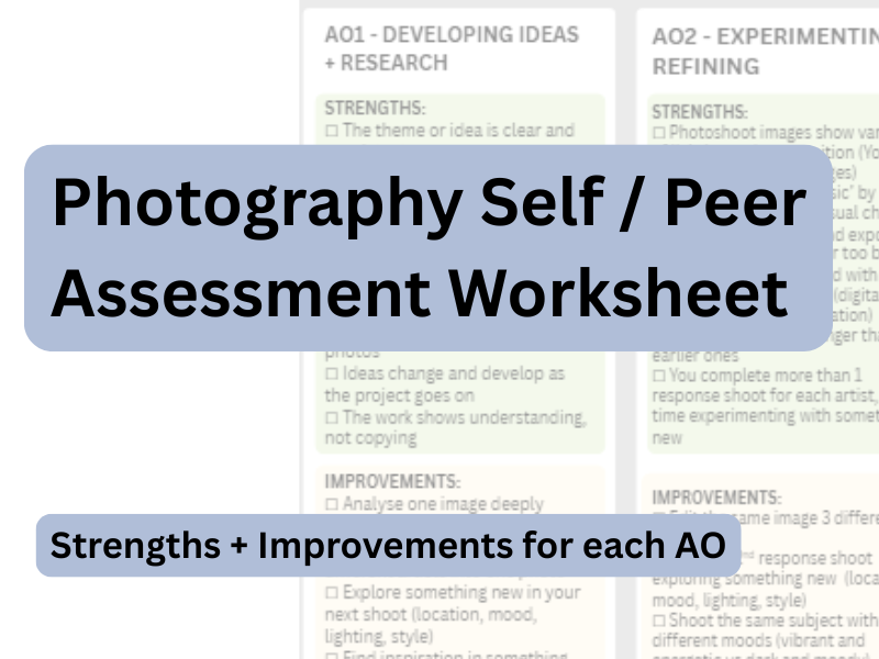 Photography Self / Peer Assessment Worksheet