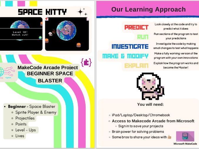 MakeCode Arcade Coding Guide Space Kitty
