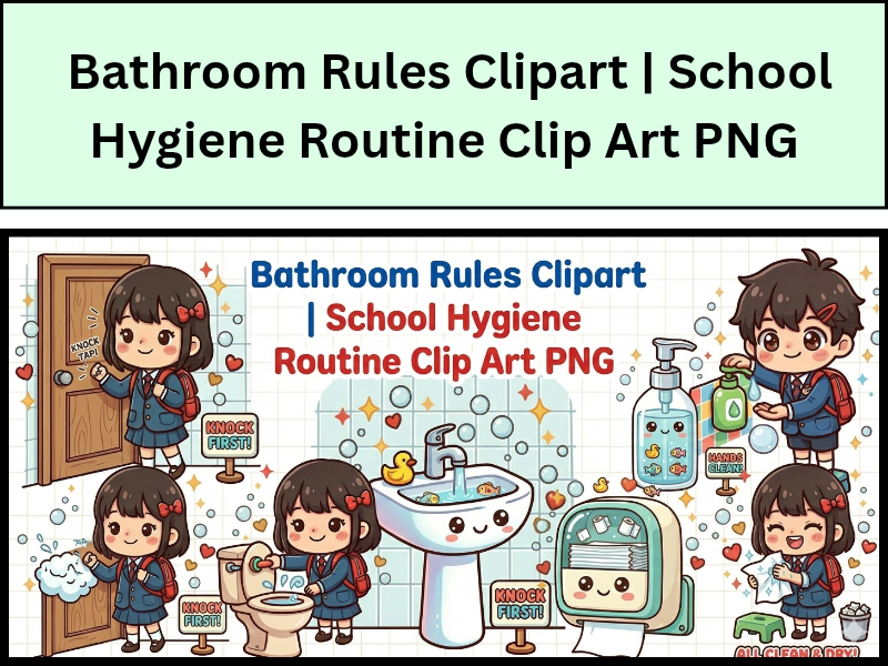 Bathroom Rules Clipart| School Hygiene Routine Clip Art PNG