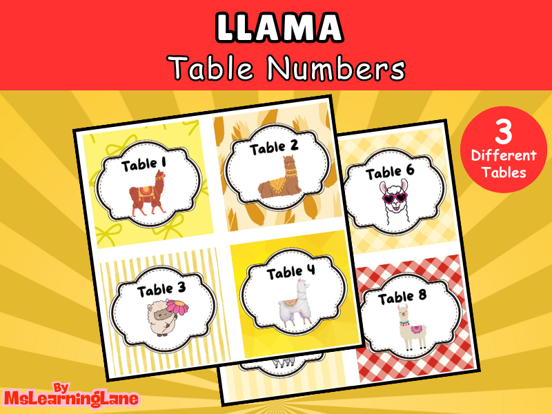 Llama Table Labels | Classroom Table Signs & Printable Decor