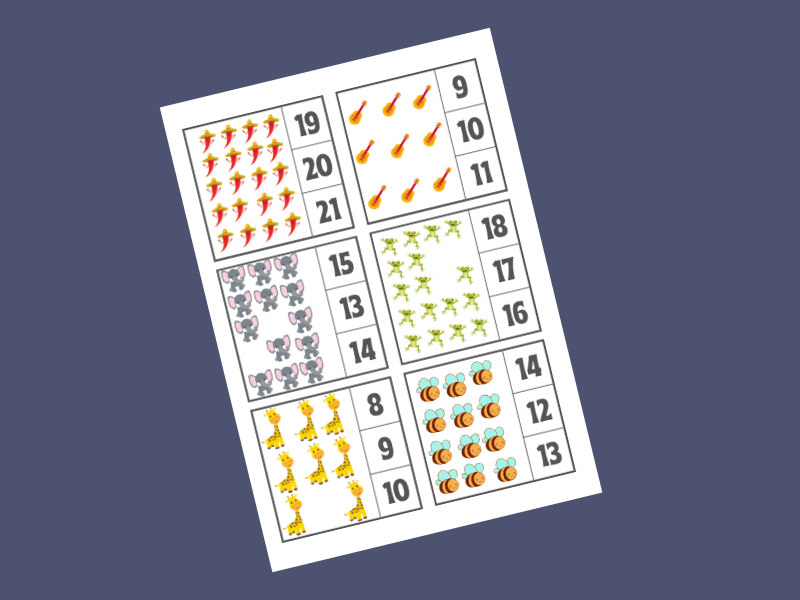 Counting Shapes Clip Cards Worksheet in Colorful Illustrative Style