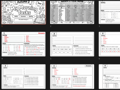 Year 3 Autumn 2 Morning Task Booklet and slides.