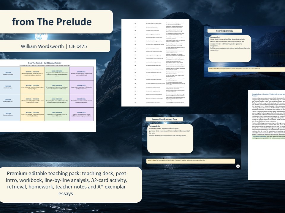 “from The Prelude” poem by W. Wordsworth – Full Teaching & Learning Pack from Smithy’s Basics