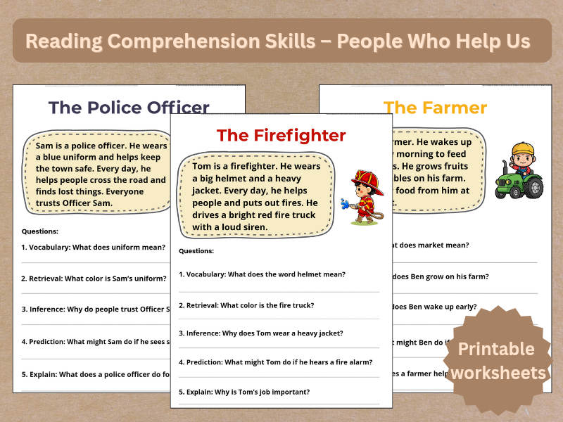 Reading Comprehension Skills – People Who Help Us | VIPERS Practice | KS1