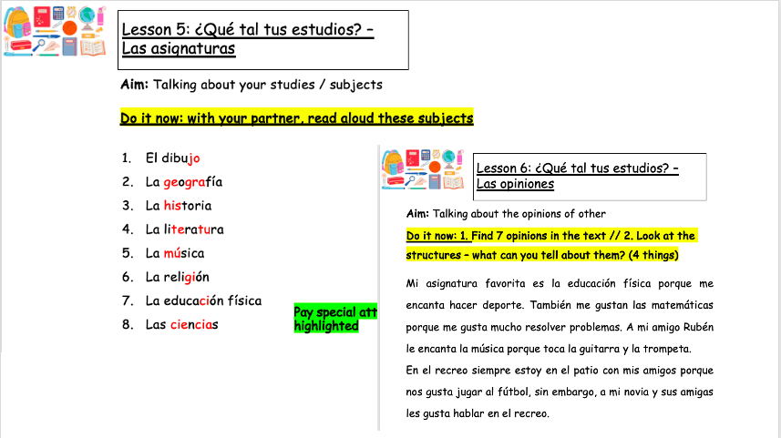 Module 5 - A clase - Unit 2 - Qué tal tus estudios - 2 LESSONS Spanish GCSE new spec 2024