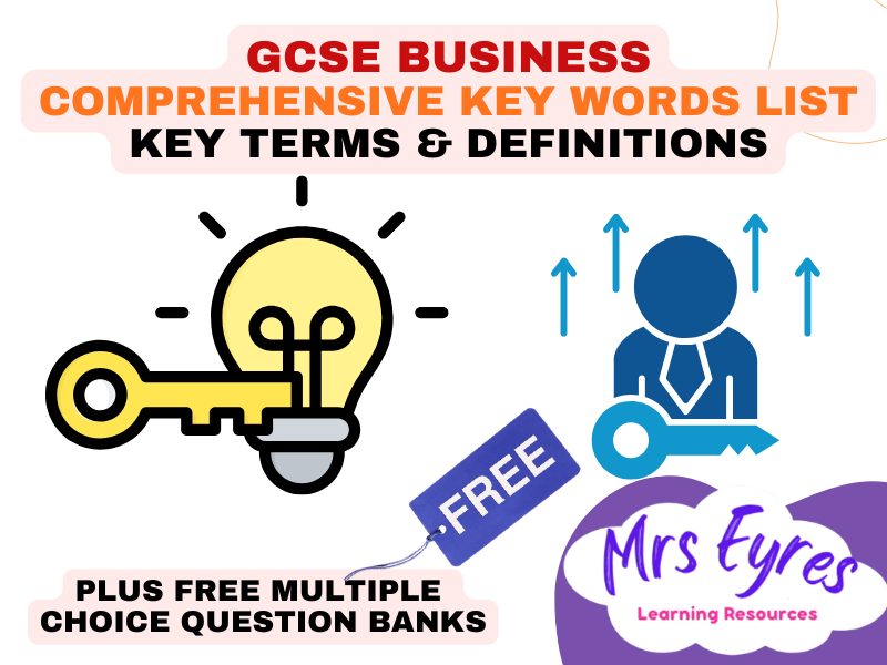 FREE Edexcel GCSE Business Keywords & Definitions | Revision Glossary | Retrieval Practice |