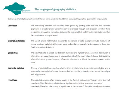 The language of geography statistics