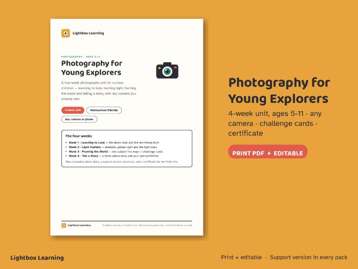 Photography Unit for Ages 5–11 — 4 Weeks, Any Camera