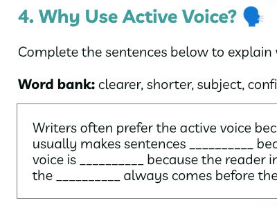 Active Voice Powerpoint and Worksheet