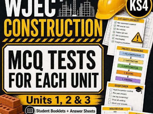 WJEC Construction MCQs | Units 9812 and 9813 | Student Questions and Answer Sheets
